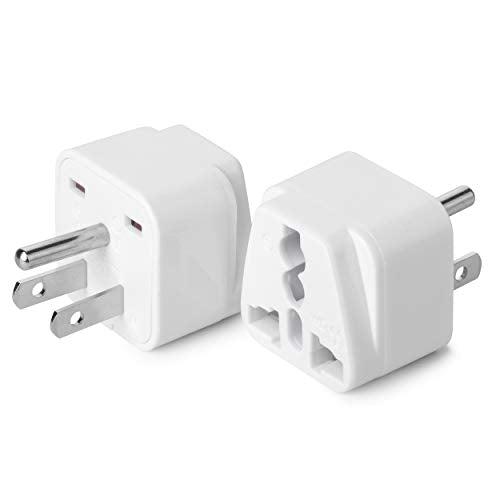 Universal outlet plug adapter, 2-pack for travel