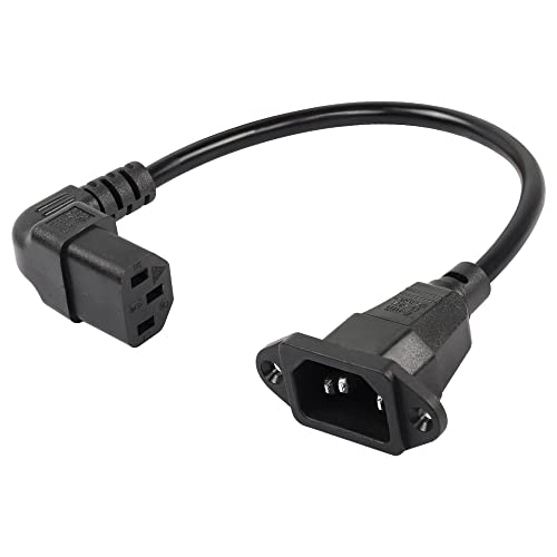 0.3m Up Angle C13 to C14 Panel Mount Power Cable, 90 Degree IEC 320 C13 Female to C14 Male PDU Power Supply Extension Cord for Monitors,Computers,Etc(Uc13m-c14)
