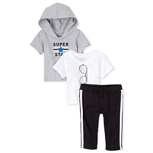 The Children s  Baby Boys  3 Pack Graphic Playwear Set, Black, 0-3MONTHS
