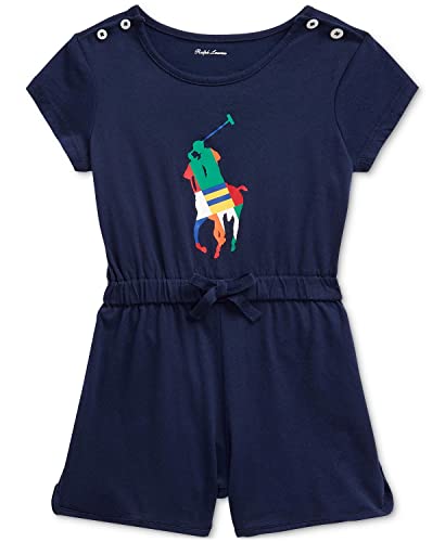 Baby Girl's Big Pony Cotton Jersey Romper (Infant) French Navy 3 Months