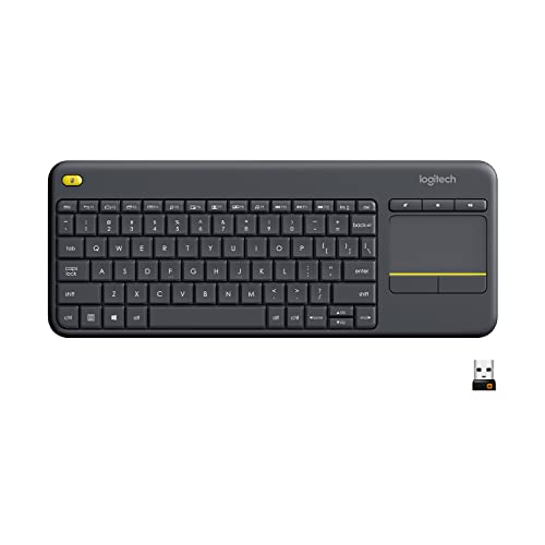 K400 Plus Wireless Touch TV Keyboard With Easy Media Control and Built-in Touchpad, HTPC Keyboard for PC-connected TV, Windows, Android, Chrome OS, Laptop, Tablet - Black