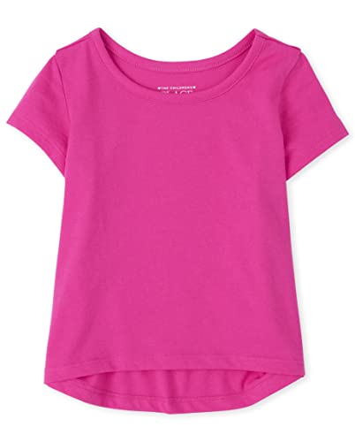Baby and Toddler Girls High Low Basic Layering Tee, NEON PINKSIZZLE, 18-24 Months