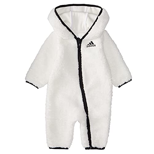 Baby Girls'  Long Sleeve Zip Front Sherpa Coverall, Core White, 3 Months