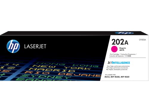 Original 202A Magenta Toner Cartridge | Works with Color LaserJet Pro M254, Color LaserJet Pro MFP M281 Series | CF503A