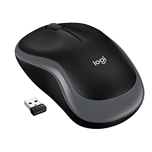 M185 Wireless Mouse, 2.4GHz with USB Mini Receiver, 12-Month Battery Life, 1000 DPI Optical Tracking, Ambidextrous, Compatible with PC, Mac, Laptop - Black