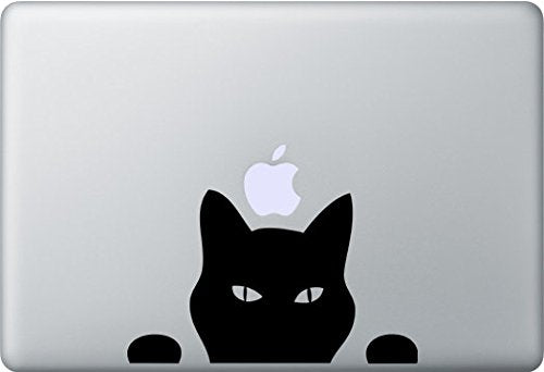Black cat peeking decal, 5.5 x 3.3 inches
