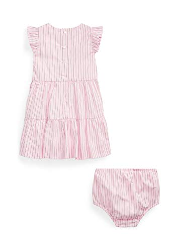 Baby Girls Striped Cotton Dress and Bloomer 2 Piece Set (Pink White(2002), 3 Months)