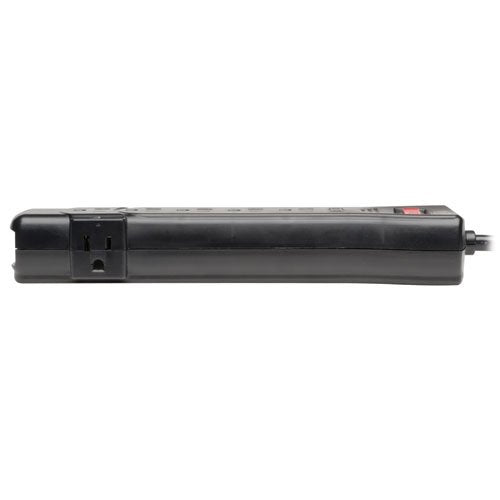 SUPER7B 7 Outlet Surge Protector Power Strip, 7ft Cord, Right Angle Plug, 2160 Joules, Black, & Dollar 75,000 Insurance