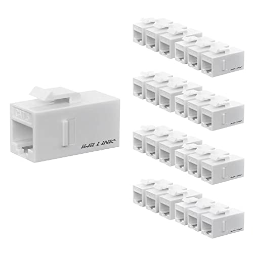 (25-Pack) RJ45 Cat6 Keystone Coupler, Female to Female Cat6 Keystone Jack, UTP Keystone Coupler Insert, White