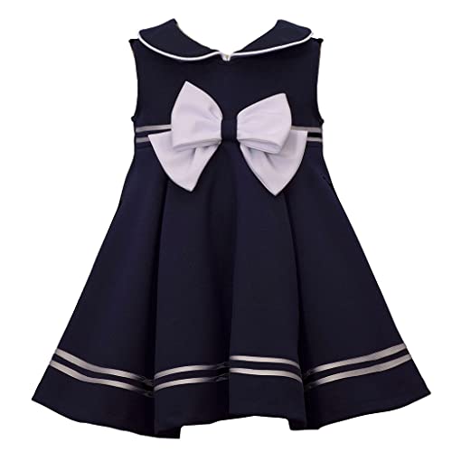 Girl's Nautical Sailor Outfit Dress - for Baby, Infant and Toddler Girls, Navy Blue, 3-6 Months