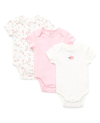 '-Girls   Rose 3 Pack Bodysuit, Pink Floral, 3 Months