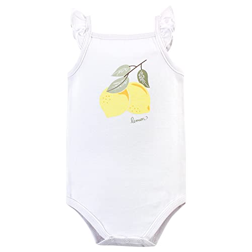 Uni   Cotton Sleeveless Bodysuits Lemon, 0-3 Months