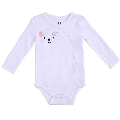 Infant Clothes Baby Kimono Side Snap Onesie Girl Long Sleeve Bodysuit 0-3 Months Pink