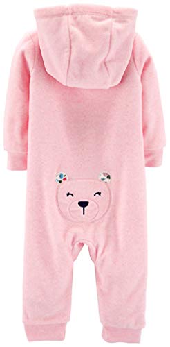 Baby Girl Pink Bear Hooded Fleece Jumpsuit (3 Months)