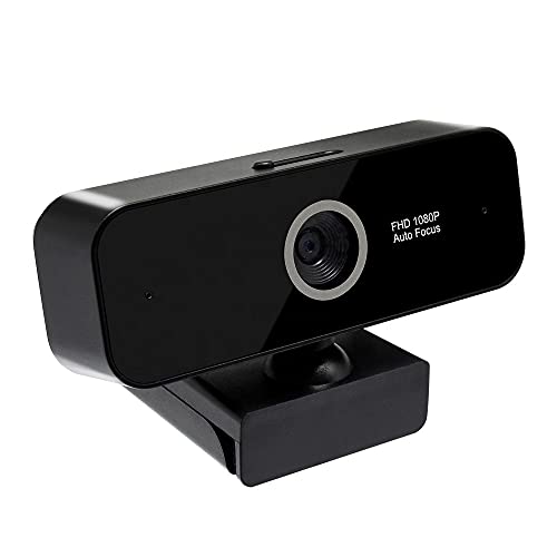 Autofocus Webcam with Privacy Shutter, Double Microphone, Plug and Play USB Computer Camera for Teaching, Skype, Zoom, Video Conferencing and Streaming, PC/MAC/Laptop