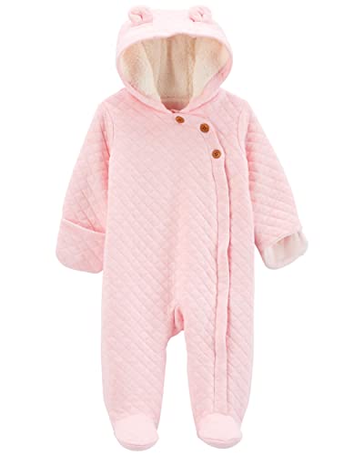 Baby Quilted Hooded Bunting, Pram, Light Pink, 3 Months