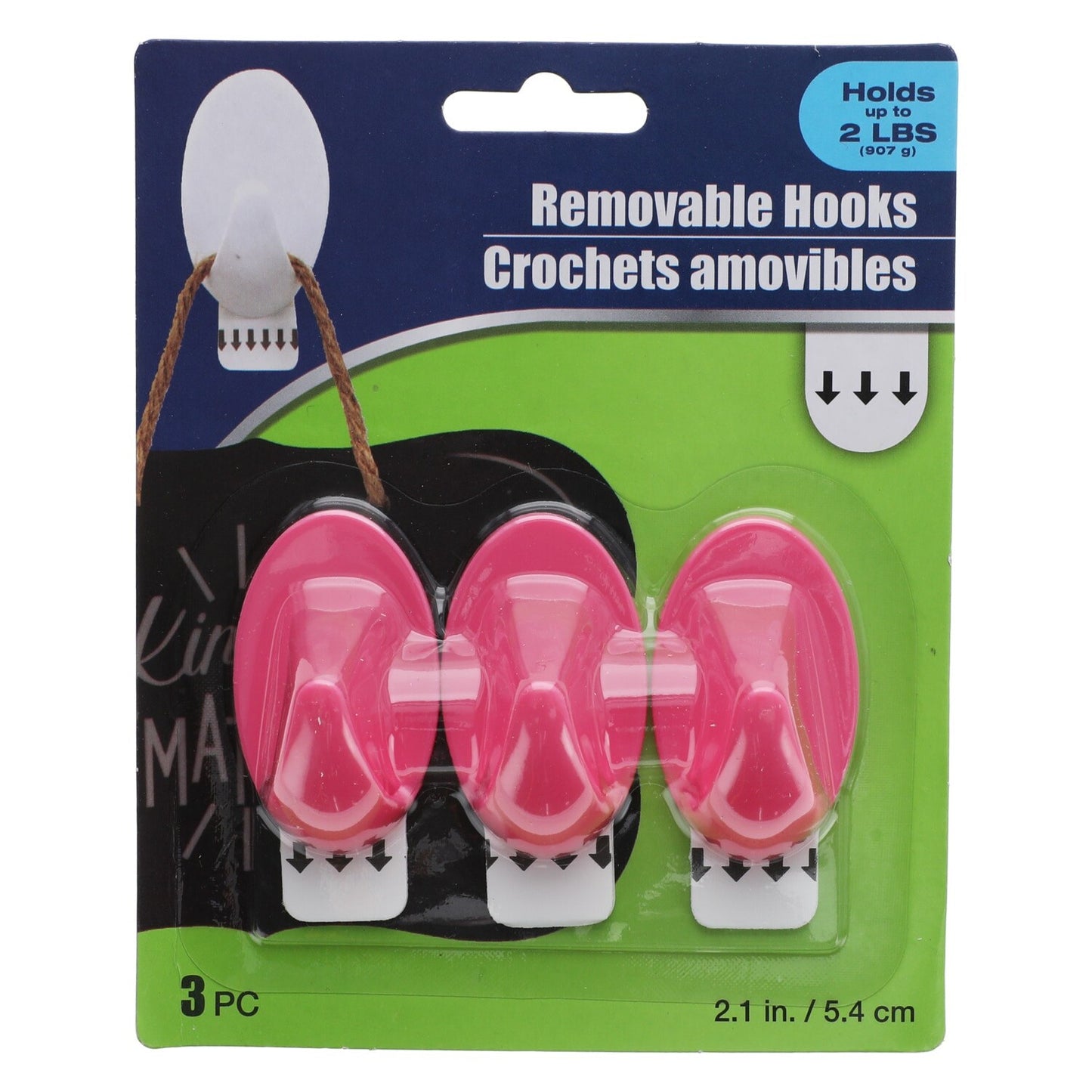 White Plastic Removable Wall Hooks, 3-ct. Packs (Pack of 24)