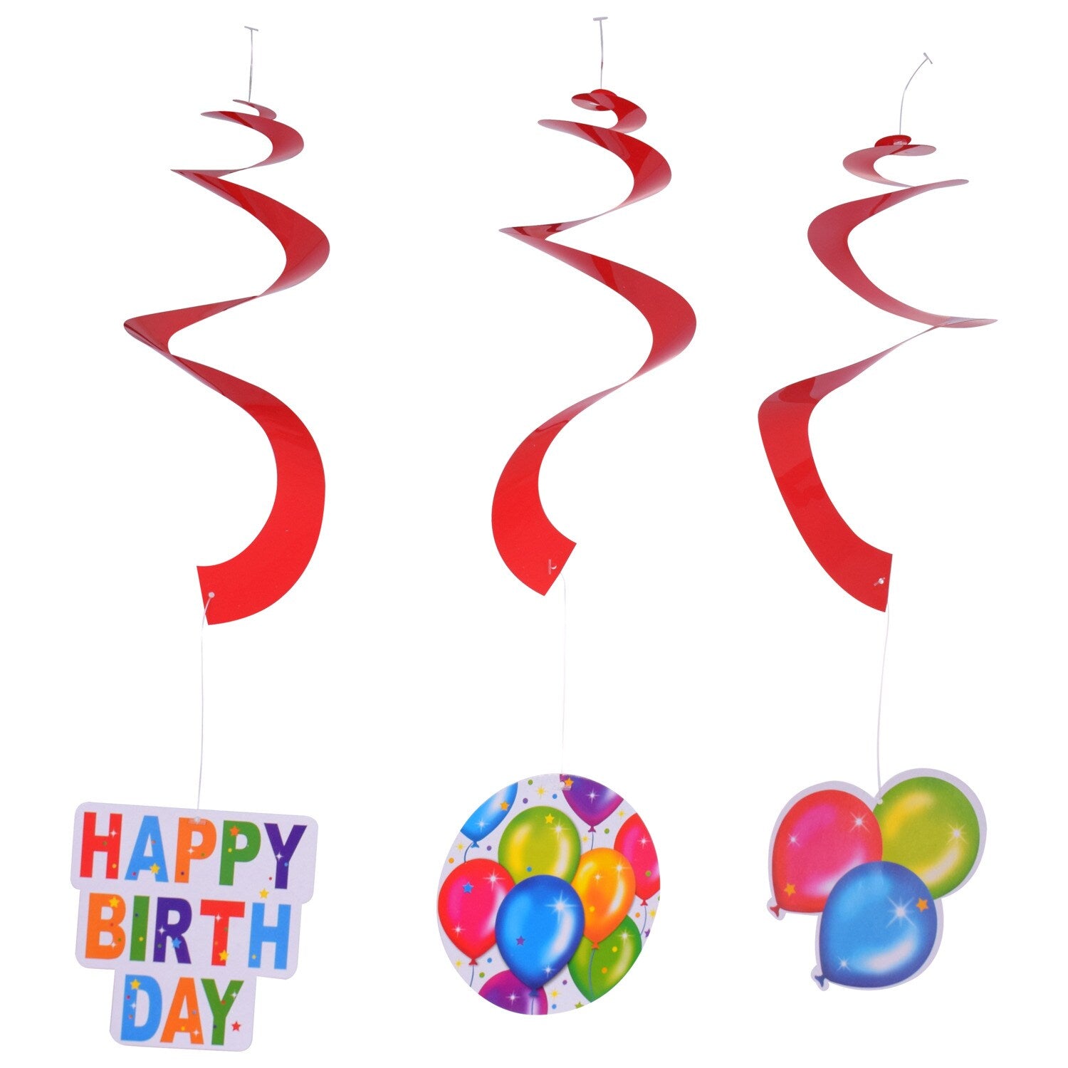 Birthday Balloon Hanging Glittery Swirl Decorations, 3-ct. Packs (Pack of 24)