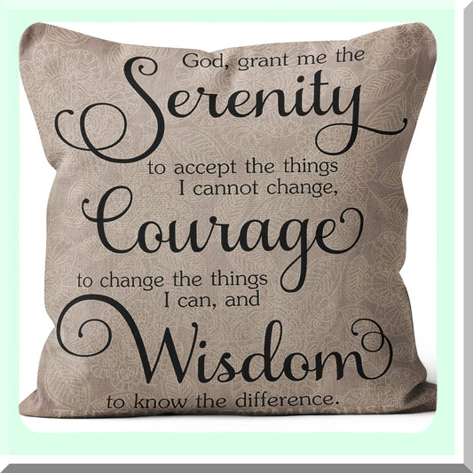 Inspirational Serenity Prayer Pillow Covers - Christian Room Decor Gifts for Women - 18x18 Inch Inspirational Pillows for Prayer Room