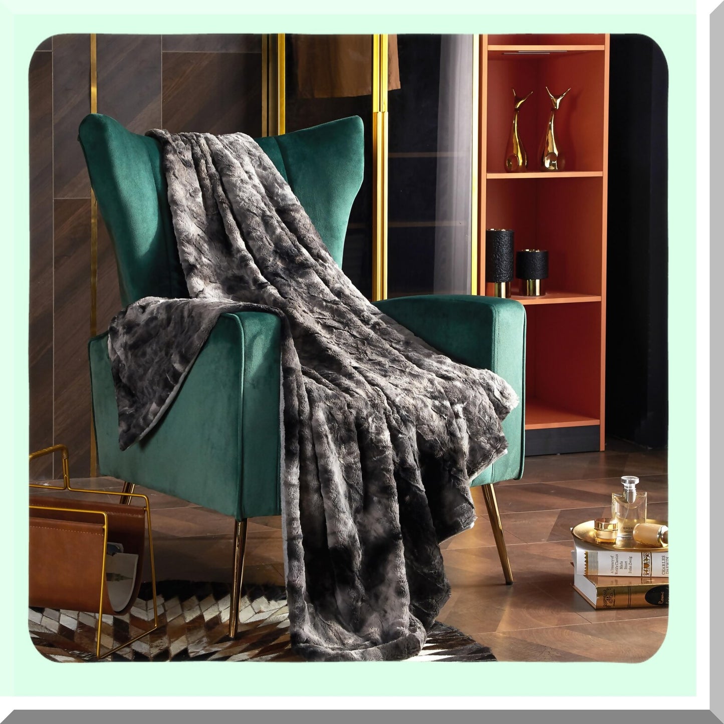 CozyLux Microplush Micromink Throw Blanket, 50x60, Grey