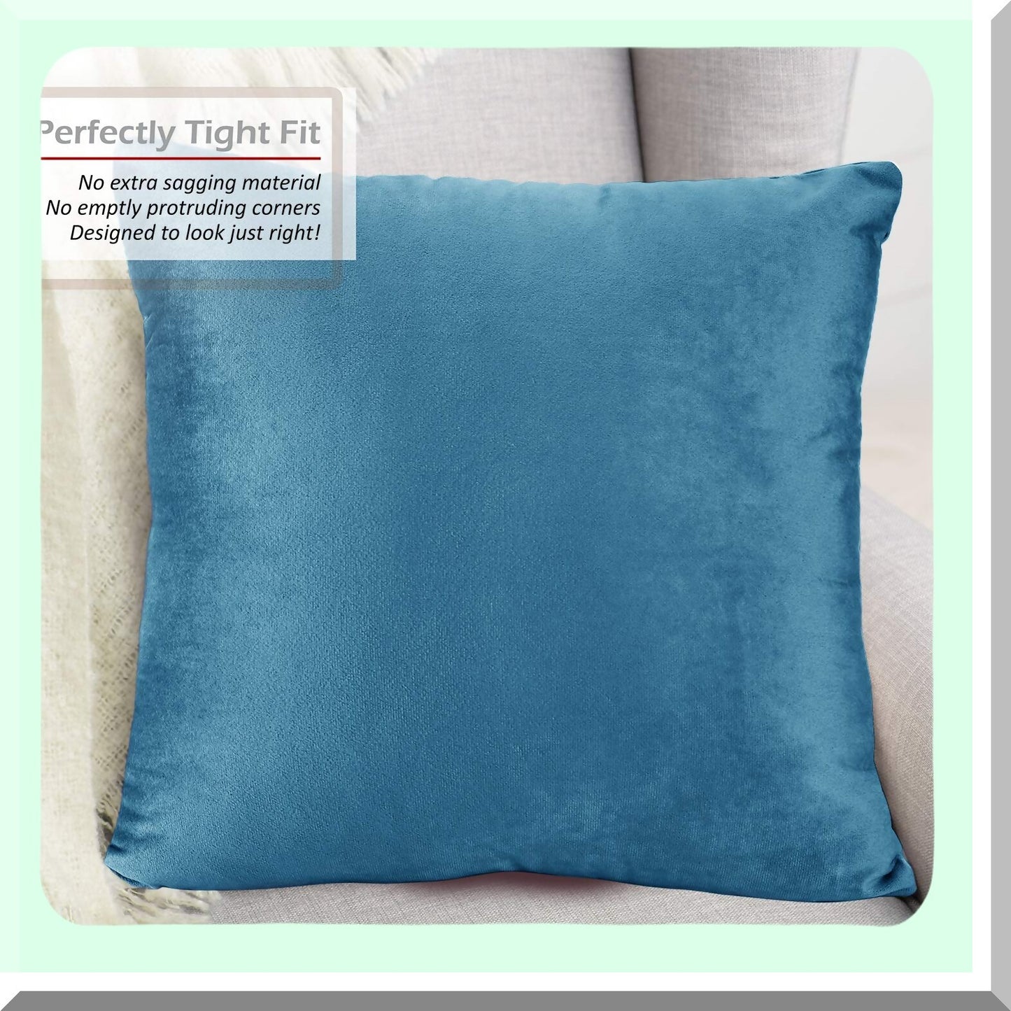 VelvetSoft Pillow Pack - 2 Inserts & Covers Set for Sofa, Couch, Car, Bedroom - 28x28 & 26x26 Washable Cushion Covers - Blue Heaven Decor