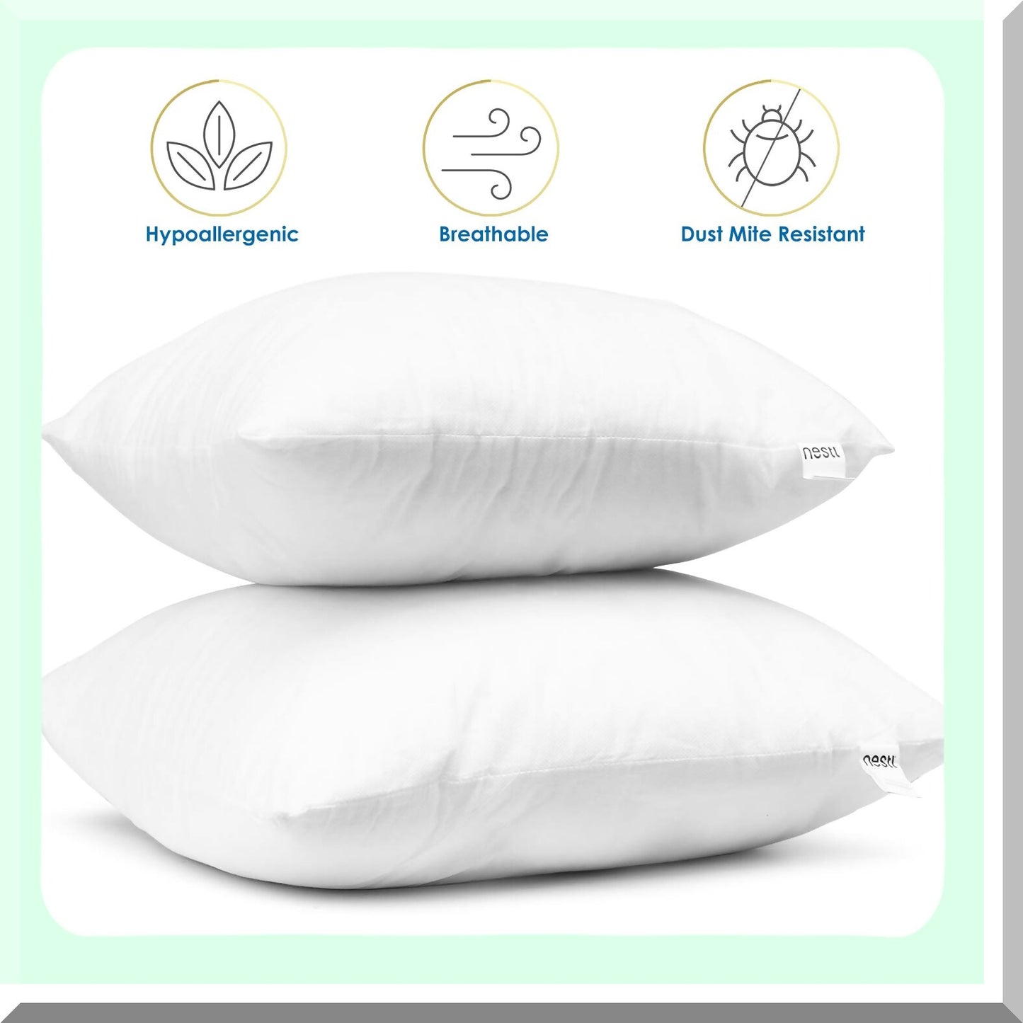 VelvetSoft Pillow Pack - 2 Inserts & Covers Set for Sofa, Couch, Car, Bedroom - 28x28 & 26x26 Washable Cushion Covers - Blue Heaven Decor