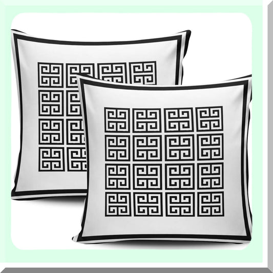 Geometric Key Pillowcase Set - Modern Black & White Decorative Cushion Covers for Home Decor - Square 22 x 22 Inches - Set of 2