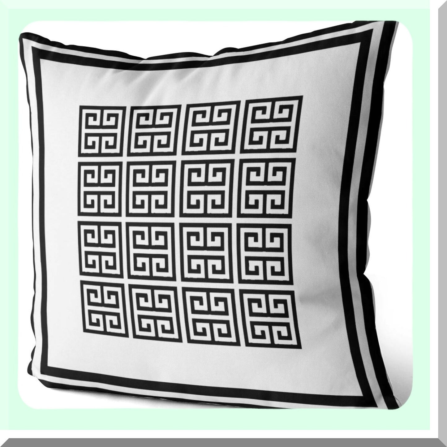 Geometric Key Pillowcase Set - Modern Black & White Decorative Cushion Covers for Home Decor - Square 22 x 22 Inches - Set of 2