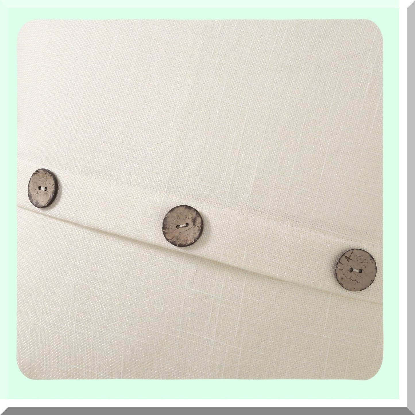 Vintage Farmhouse Linen Pillow Covers - Set of 2, 20x20 Inch Square Cushion Cases with Button/Zipper Closure - Cream White Decor for Couch and Bed