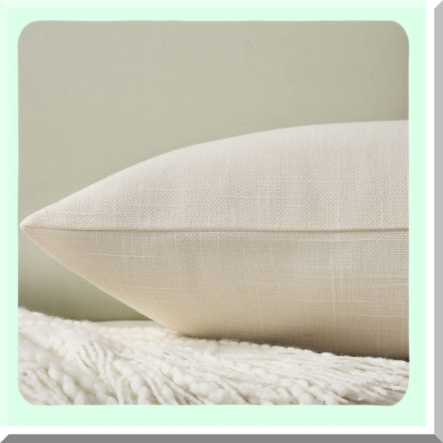 Vintage Farmhouse Linen Pillow Covers - Set of 2, 20x20 Inch Square Cushion Cases with Button/Zipper Closure - Cream White Decor for Couch and Bed