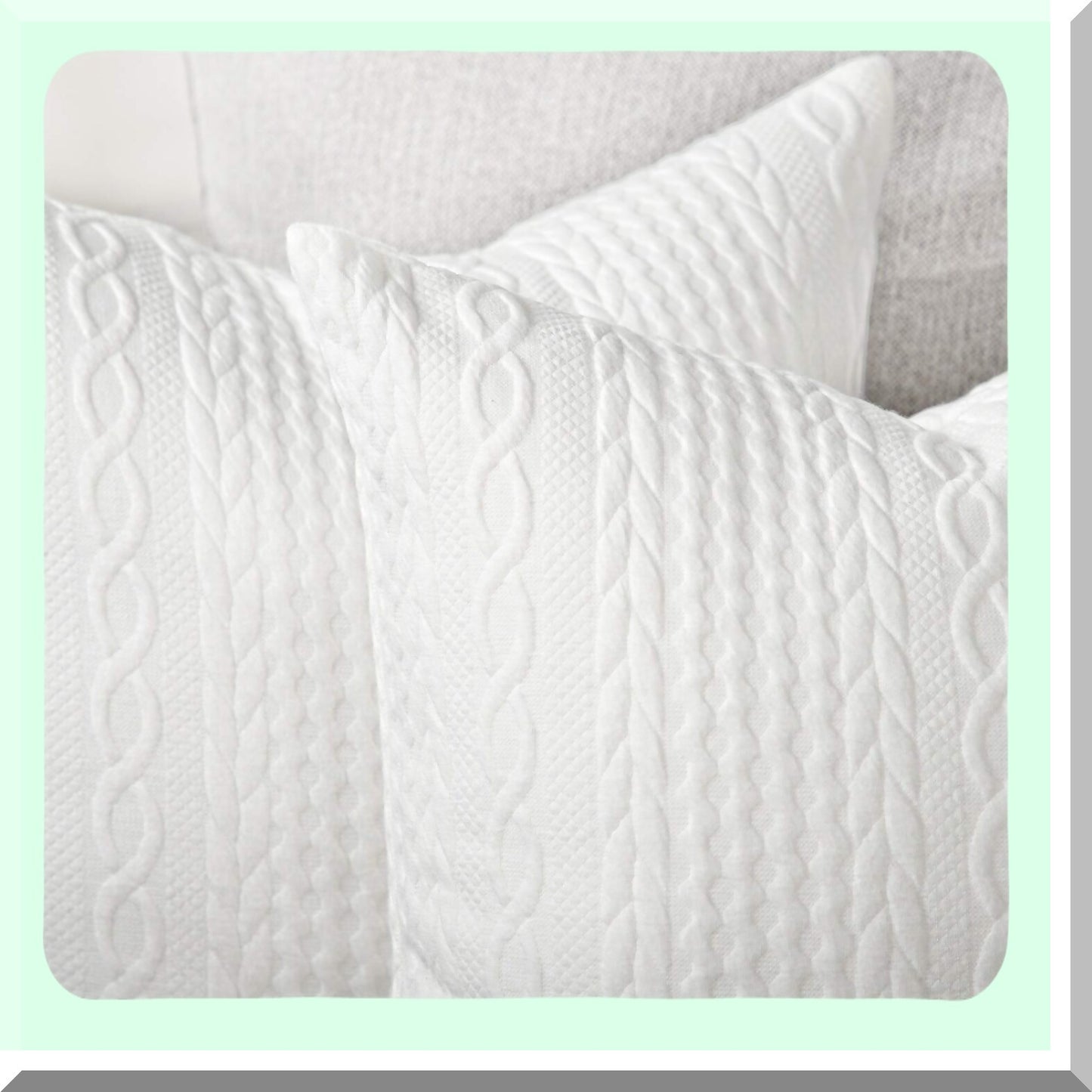 SuperSoft Lumbar Throw Pillow Covers - Set of 2 Modern Embossed Cushion Cases for Couch, Sofa, Bedroom, Car - 12x20 inch White Patterned Pillowcases