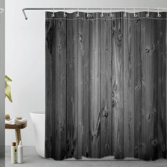 Farmhouse Grey Wood Shower Curtain 60x72 inch Polyester