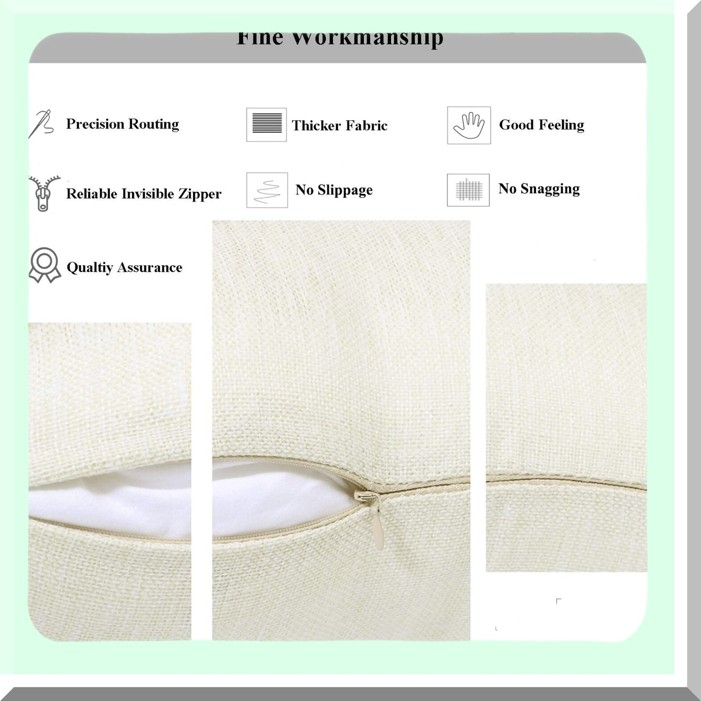 Beige Linen Farmhouse Pillow Covers - Set of 4 | Decorative Throw Cushion Cases for Sublimation | Blank Couch Bed Sofa 18x18