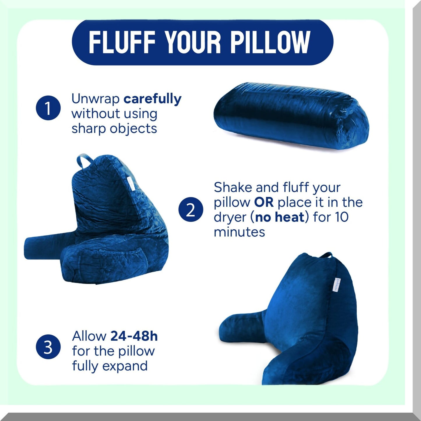 ComfortMax Backrest Pillow - Large Adult Reading Cushion with Arms Pockets & Lumbar Support - Made in USA for GERD & Heartburn Relief - Stain Resistant Cover