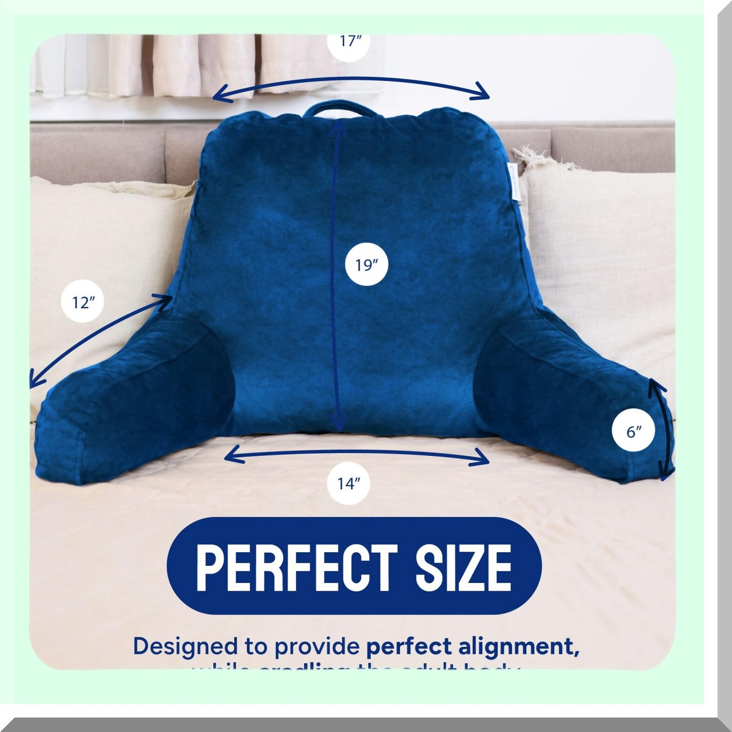 ComfortMax Backrest Pillow - Large Adult Reading Cushion with Arms Pockets & Lumbar Support - Made in USA for GERD & Heartburn Relief - Stain Resistant Cover