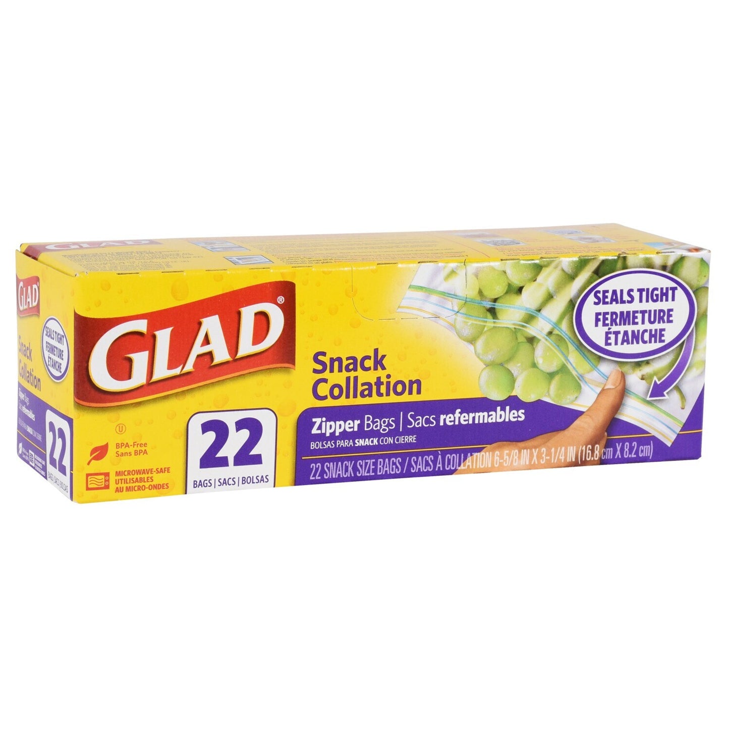 Glad Snack-Size Zipper Storage Bags, 22-ct. Boxes (Pack of 12)