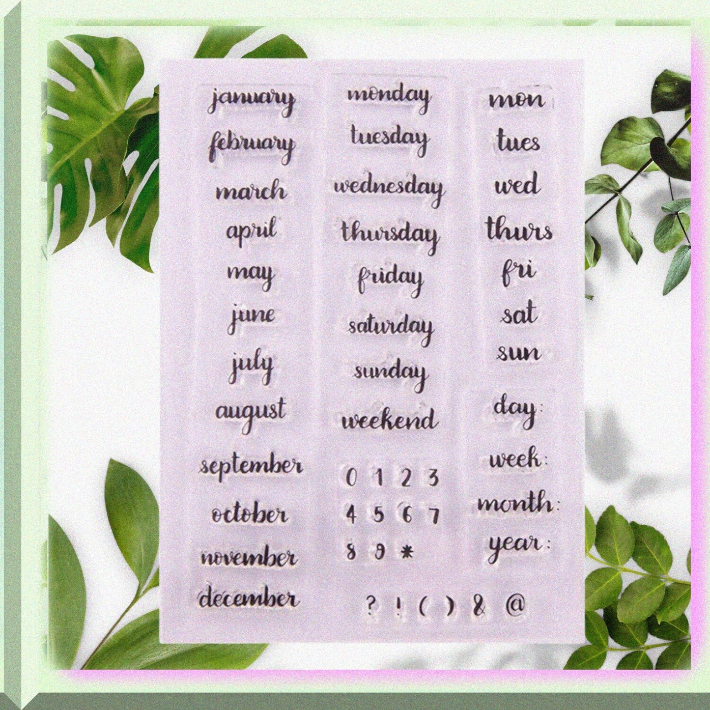 Clear Calendar Stamps for Bullet Journal Scrapbooking