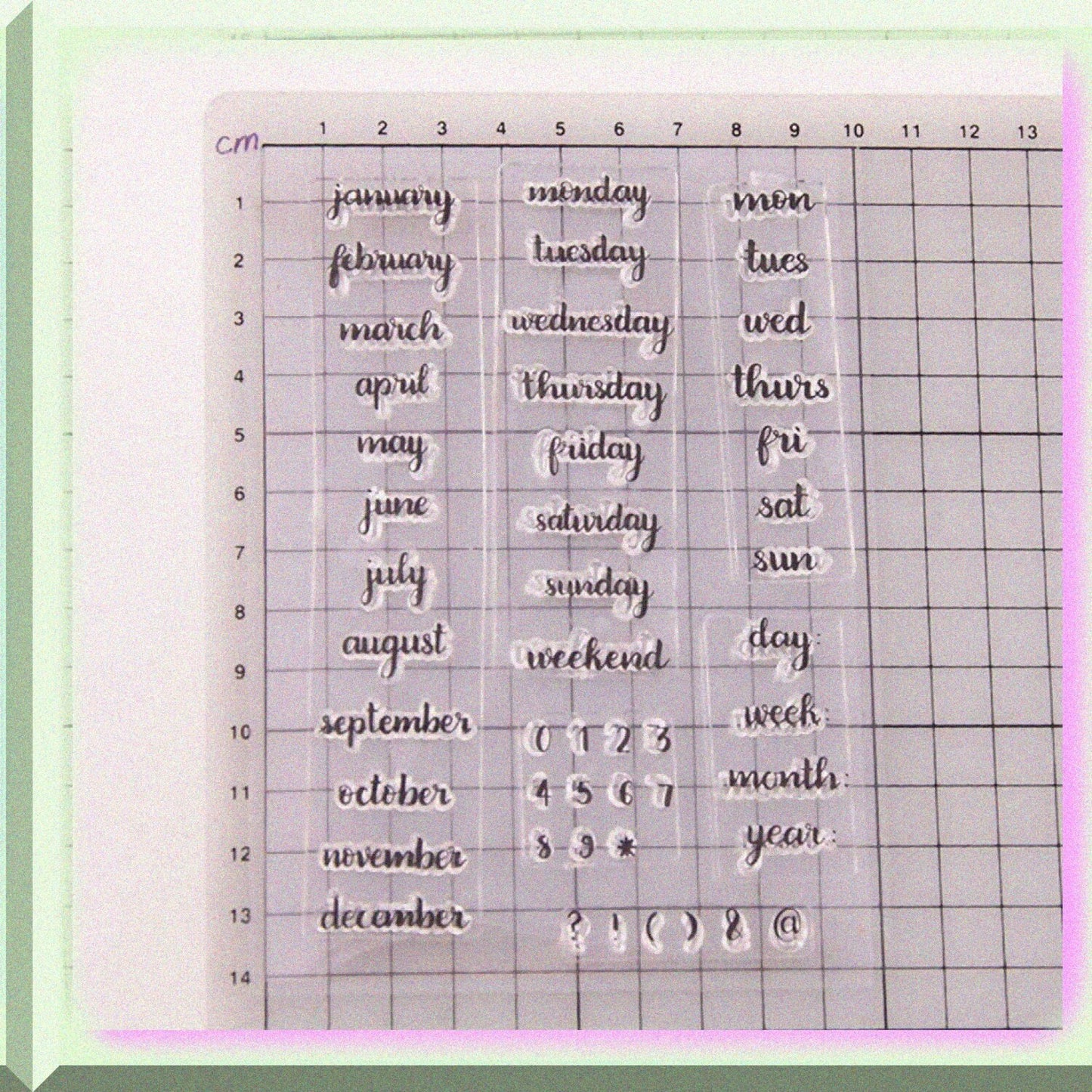Clear Calendar Stamps for Bullet Journal Scrapbooking