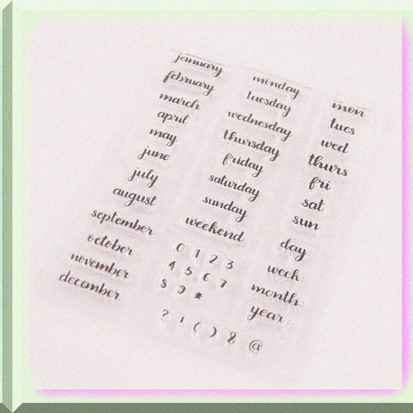 Clear Calendar Stamps for Bullet Journal Scrapbooking
