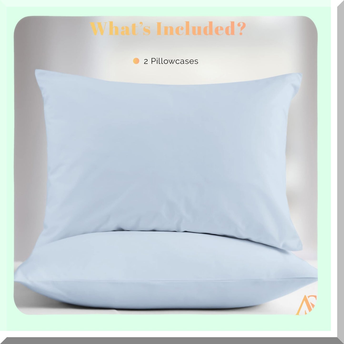 Luxury Blue Cotton Sateen Pillowcases - 800 Thread Count Soft Breathable Standard/Queen Size 2 Pc Pillowcase Set - Extra Long Staple Cotton