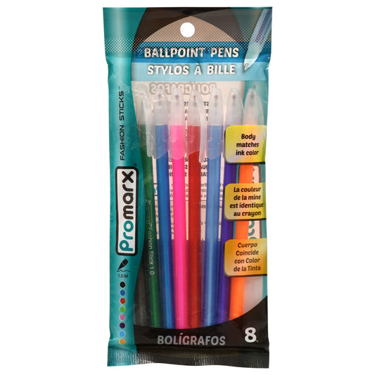 Promarx Fashion Ballpoint Pens in Assorted Colors, 8-ct. Packs (Pack of 36)