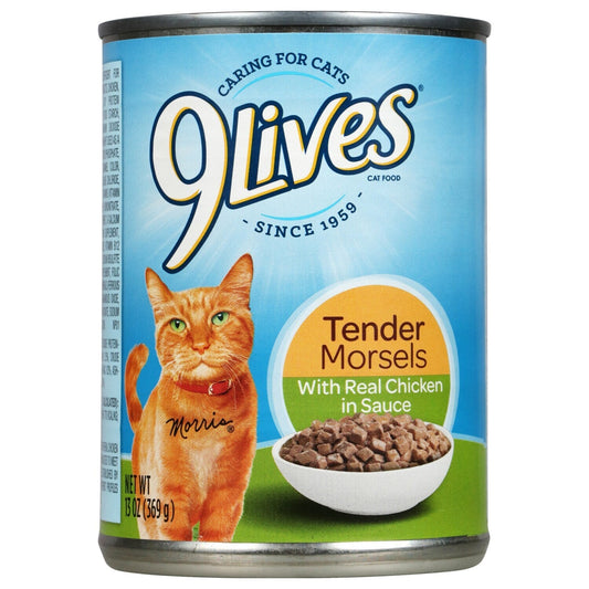 9Lives Tender Morsels Wet Cat Food with Real Chicken, 13 oz. Cans (Pack of 12)