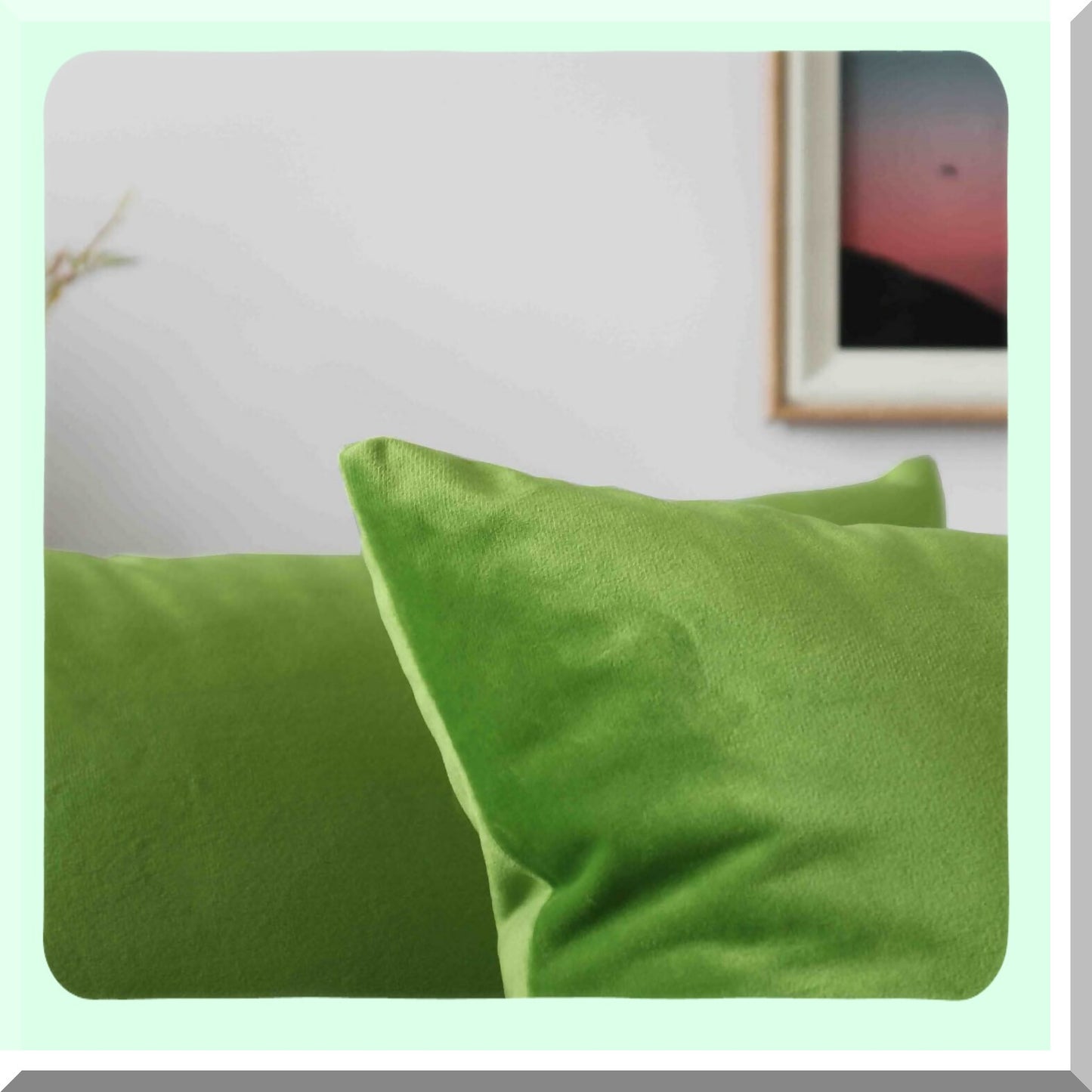 Green Velvet Luxe Pillow Covers - Set of 2 | Soft Square 18x18 Inches | Sofa & Couch Decor | Living Room Home Accessories | Solid Color Theme