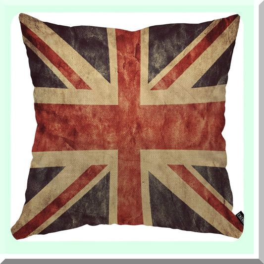 Vintage Patriot Flag Throw Pillow Cover - Grunge England Stripes Cozy Cushion Case for Home Decor - Men Women Boys Girls Room - Cotton Linen 18x18 Inch