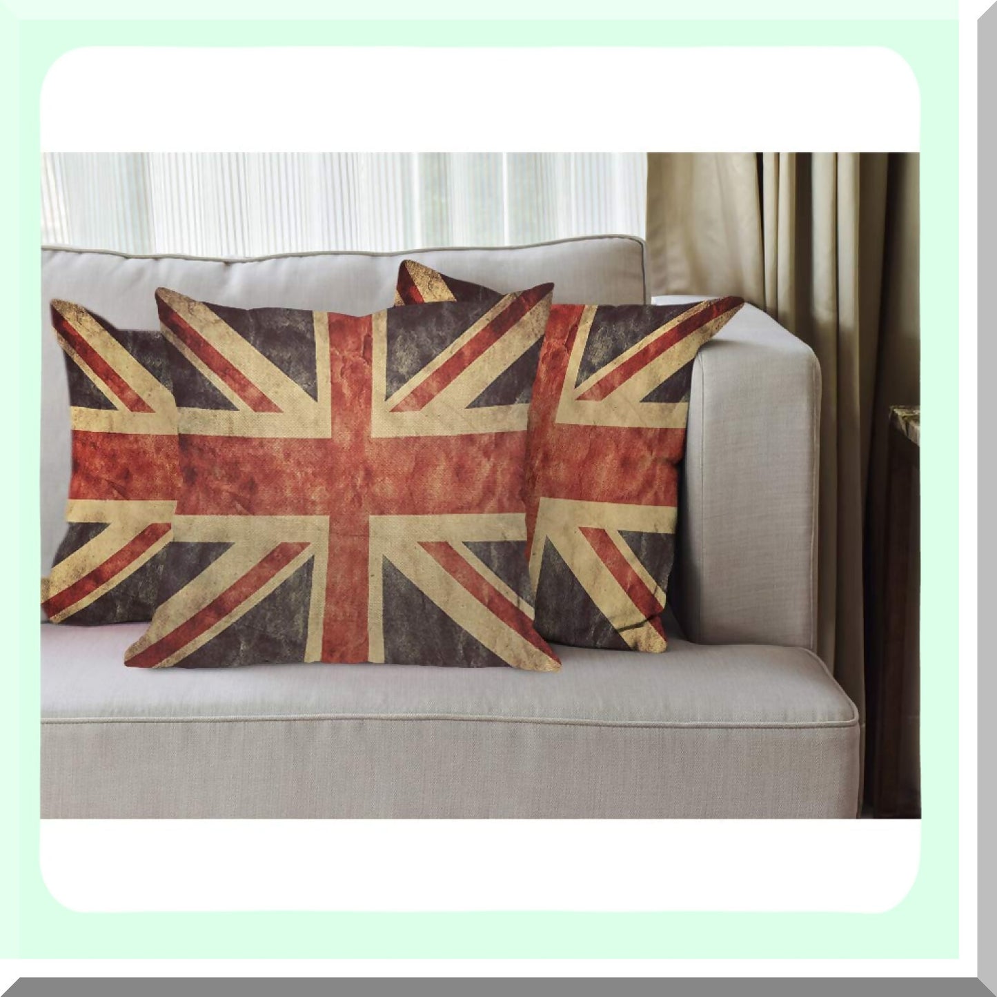 Vintage Patriot Flag Throw Pillow Cover - Grunge England Stripes Cozy Cushion Case for Home Decor - Men Women Boys Girls Room - Cotton Linen 18x18 Inch