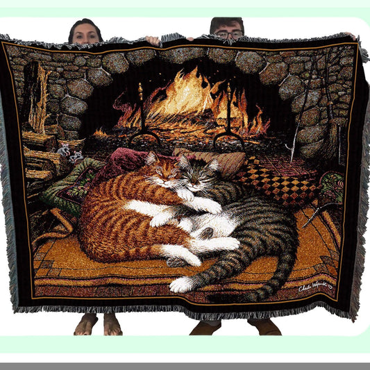 CozyCat Tapestry Throw - Premium Cotton Blanket for Cat Lovers, Made in USA (72x54)