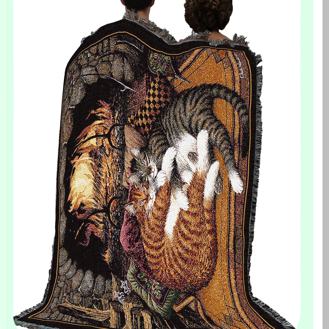 CozyCat Tapestry Throw - Premium Cotton Blanket for Cat Lovers, Made in USA (72x54)