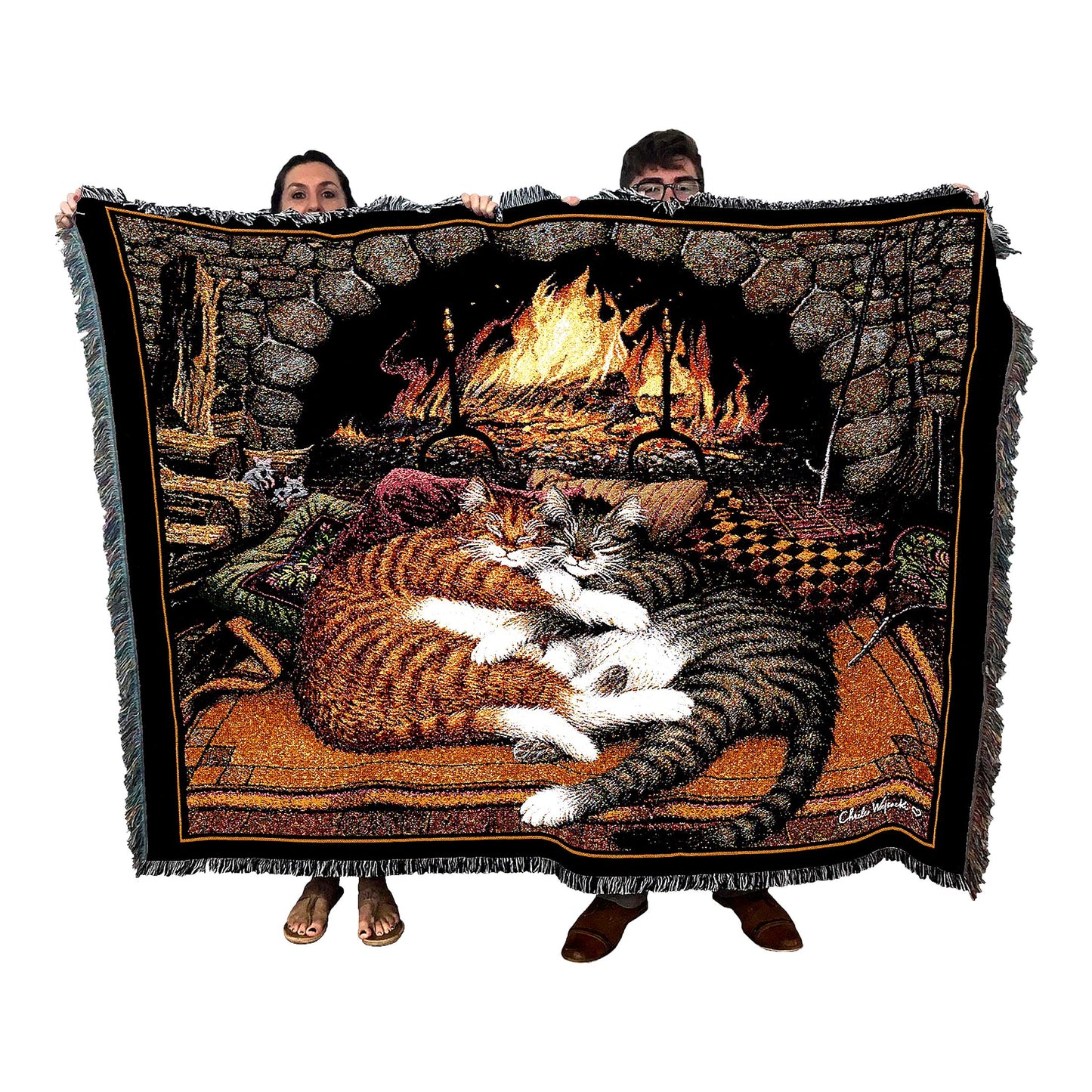 CozyCat Tapestry Throw - Premium Cotton Blanket for Cat Lovers, Made in USA (72x54)