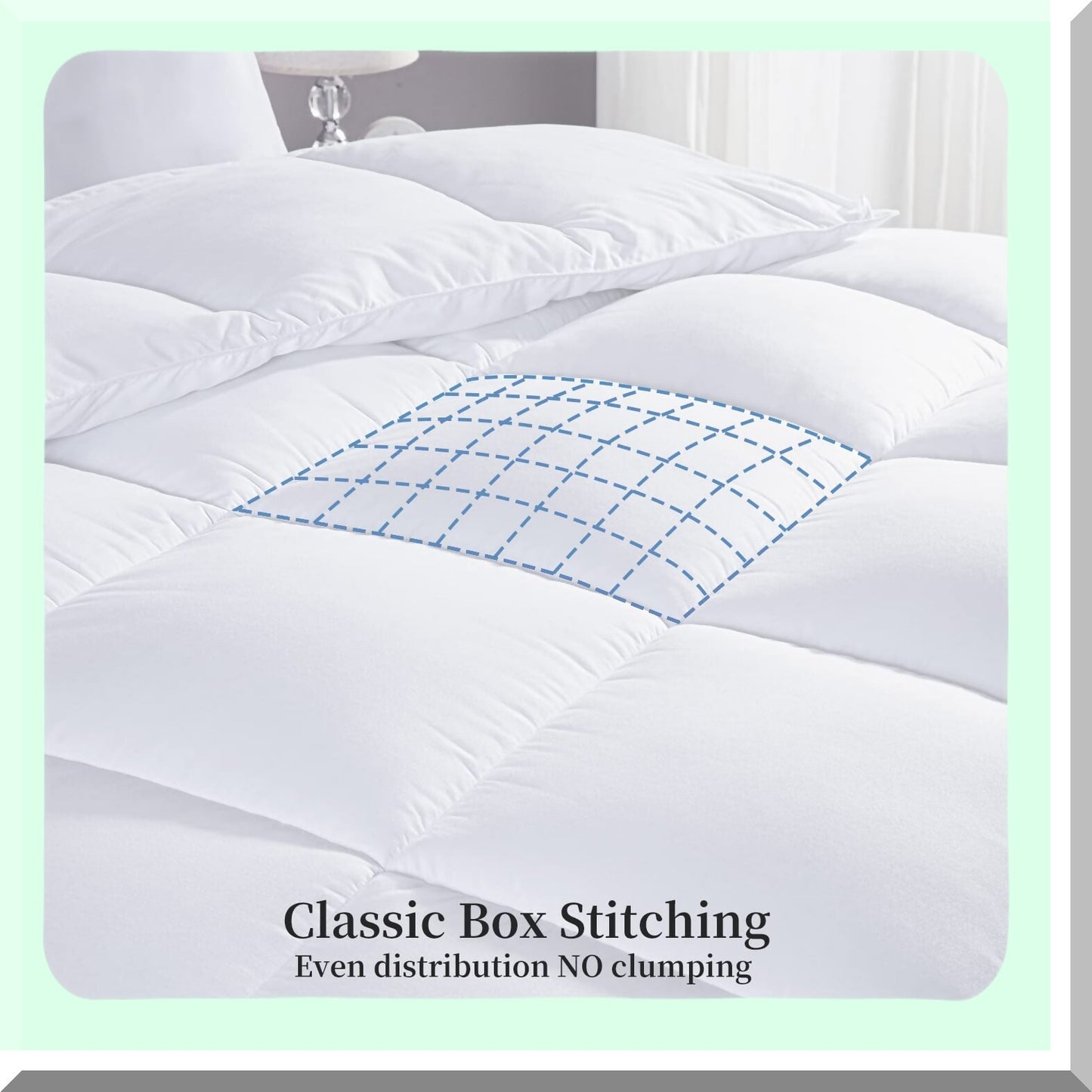 All Season Ultra Soft White Comforter - Quilted Down Alternative Duvet Insert with Corner Tabs, Breathable Box Stitch Queen Size 90x90