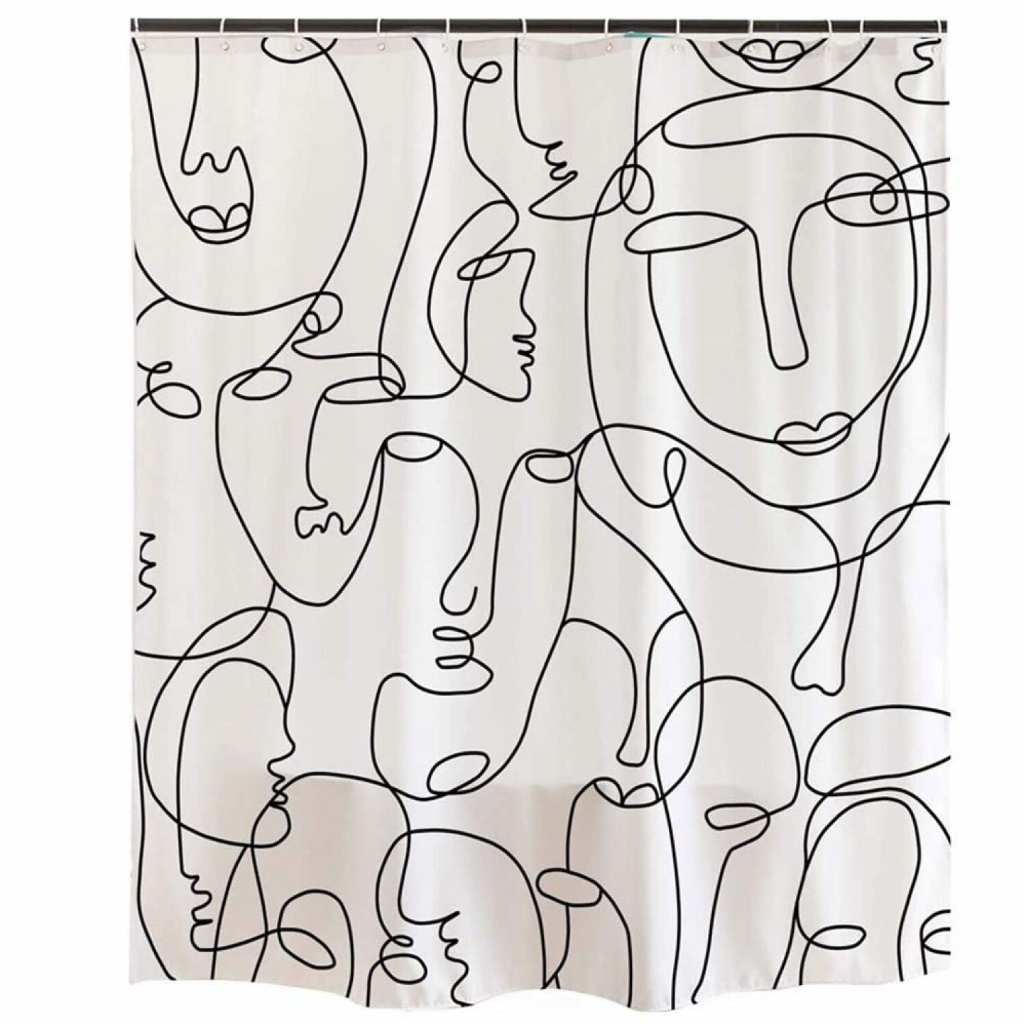 Abstract Face Black and White Shower Curtain 72x84